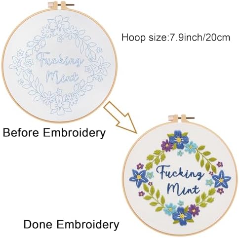 Louise Maelys Funny Flower Wreath Embroidery Kit for Beginners and Adults - Image 3