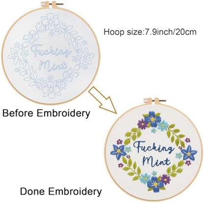 Louise Maelys Funny Flower Wreath Embroidery Kit for Beginners and Adults - Image 3