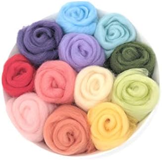 Needle Felting Wool Set of 12 Colors - Rainbow Series, 8 Grams Each Color (Rainbow) (Wool-ZZ-Rainbow12-2) by CoolBeansBoutique
