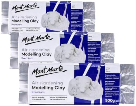 White Modelling Clay Air Dry by Mont Marte, 500g (1.1lb), Ideal Gift for Professional Artists (Pack of 3) by MontMarte