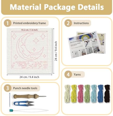 DOODLREAM Moon Starry Sky DIY Punch Needle Embroidery Kit for Beginner - Image 2