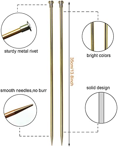 Mdoker 13.8 Inch Aluminum Knitting Needles,Colored Straight Single Pointed Metal Sweater Knitting Needle for DIY Knitting Projects,Size US 8(5mm) - Image 2