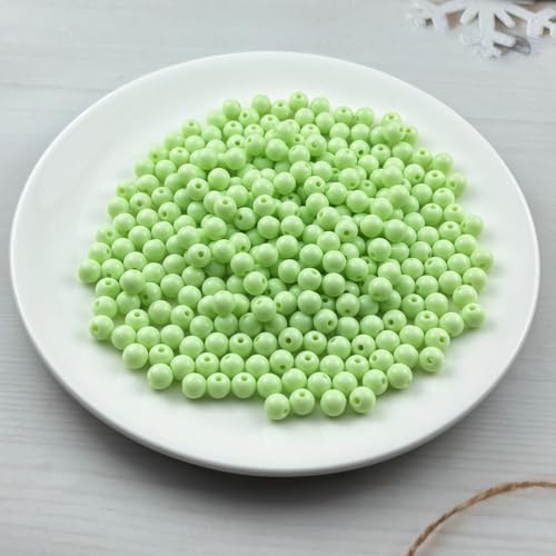 300pcs Acrylic Round Beads for Crafts 8mm Resin Candy Color Spacer Beads with Hole for Jewelry Making Sewing Crafts Decoration Necklaces Bracelets Earrings Supplies(Light Green) - Image 2