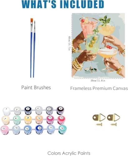 Girly Cocktail Paint by Numbers Kit for Adults Framed Canvas Frameworkless - Image 3