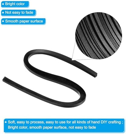 PATIKIL 60pcs Metallic Quilling Strips Paper 3mm(1/8") x 54cm Origami Paper Quilling Kits for Adults Beginner Art DIY Craft Christmas, Black - Image 3