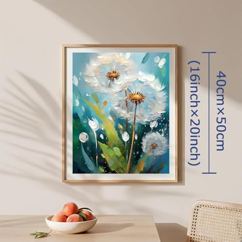 AuraDraw Dandelion Paint by Numbers for Adults Beginner, Dandelion Adult Paint by Number Kits on Canvas, DIY Acrylic Oil Easy Painting by Numbers for Home Wall Decor 16X20 inch (Without Frame) - Image 2