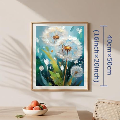 AuraDraw Dandelion Paint by Numbers for Adults Beginner, Dandelion Adult Paint by Number Kits on Canvas, DIY Acrylic Oil Easy Painting by Numbers for Home Wall Decor 16X20 inch (Without Frame) - Image 2