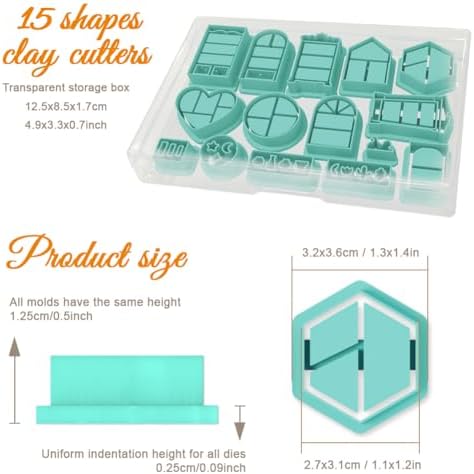 ORIGACH 15 Pcs Mini Bookshelf Window Frame Polymer Clay Cutters Set - Image 2
