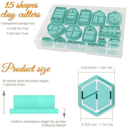 ORIGACH 15 Pcs Mini Bookshelf Window Frame Polymer Clay Cutters Set - Image 2
