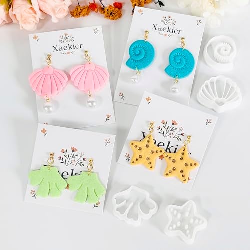 Xaekicr 4PCS Ocean Theme Polymer Clay Cutters Set – Starfish Seashell Clay Earring Cutters – Clay Tools for Polymer Clay Jewelry Making, Beach DIY Crafts Supplies - Image 5