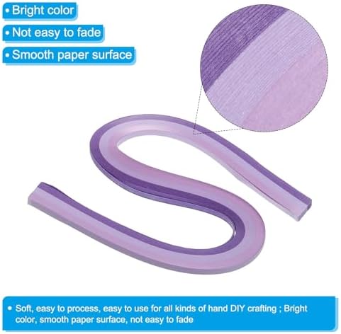PATIKIL 120pcs Rainbow Quilling Strips Paper 3/16"(5mm) 21" Origami Paper Quilling Strip for Art DIY Hand Craft Christmas, Gradient Purple - Image 3
