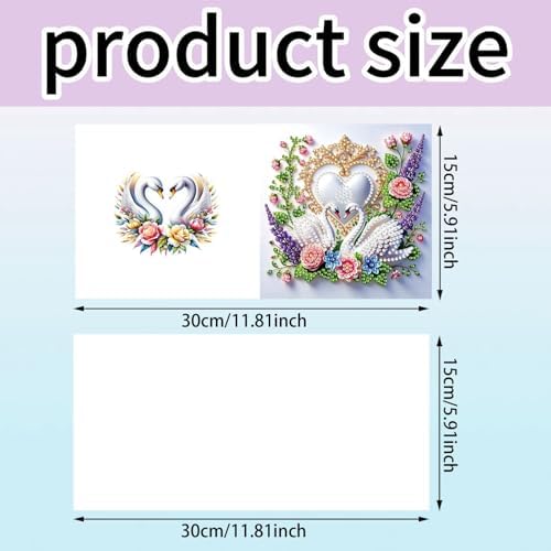 ARTopet 6Pcs Folding Greeting Card Diamond Art Painting Thank You Blessing Cards with White Envelope Rhinestones Painted Making Kits for Adults DIY Craft Holiday Gift-Swan - Image 3