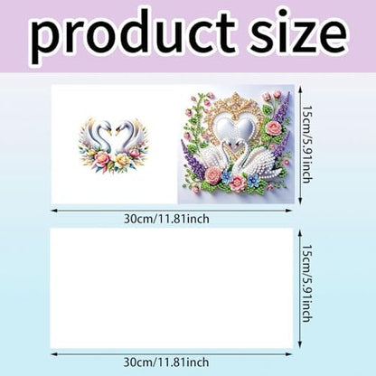 ARTopet 6Pcs Folding Greeting Card Diamond Art Painting Thank You Blessing Cards with White Envelope Rhinestones Painted Making Kits for Adults DIY Craft Holiday Gift-Swan - Image 3