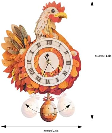 3D Puzzles for Adults Wooden Rooster Puzzle Clock Adult Crafts - Image 2