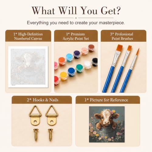 TELMOXA Highland Cow Paint by Numbers Kit for Adults, 16x16 in - Image 5