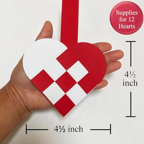 12 DIY Danish Heart Baskets. Precut and Ready to Use, No Tools Needed. Traditional Weaving Paper Craft to Make Julehjerter. Great Home and Classroom Decorations (Red/White Kit) - Image 2