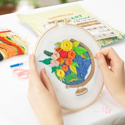 LX LERMX Embroidery Kits for Beginners, Adult Starter Cross Stitch Kit Needlepoint Complete DIY Kit with Unique Patterns, Hoop, Colorful Threads, Tools, Step by Step Instructions & Video Tutorial - Image 5