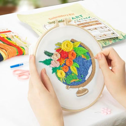 LX LERMX Embroidery Kits for Beginners, Adult Starter Cross Stitch Kit Needlepoint Complete DIY Kit with Unique Patterns, Hoop, Colorful Threads, Tools, Step by Step Instructions & Video Tutorial - Image 5