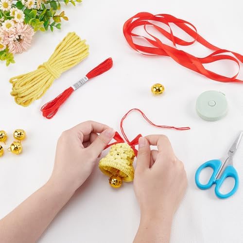 ACRNIGHEET 3PCS Macrame Kit for Adults Beginners, DIY Christmas Bells Ornaments, Yellow/Red/Green Bell Hangings for Xmas Tree, Include Instruction and Video - Image 4