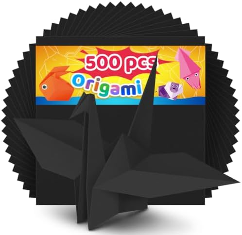 IOOLEEM Black Origami Paper, 500 Sheets, 6 Inch Square, Double Sided Colored Paper for DIY Crafts by IOOLEEM