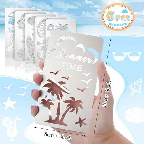 Lewtemi 6 Pcs Metal Wood Burning Stencils, Summer Style Letters Numbers - Image 2