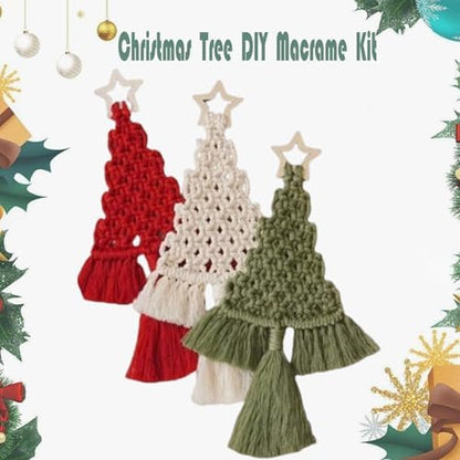 mdgfge 3 Pack Christmas Tree DIY Macrame Kit, Christmas Macrame Woven Boho Christmas Tree Decorative Hanging Ornaments Assembled DIY Kits for Beginners Xmas Holiday Party Wall Hanging Supplies - Image 4