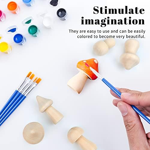 36 Pieces Unfinished Wooden Mushrooms 6 Size Natural Plain Unpainted Wooden Mini Mushroom Figurines for DIY Art Crafts Projects DIY Paint Color Home Desk Bookshelves Ornaments - Image 5