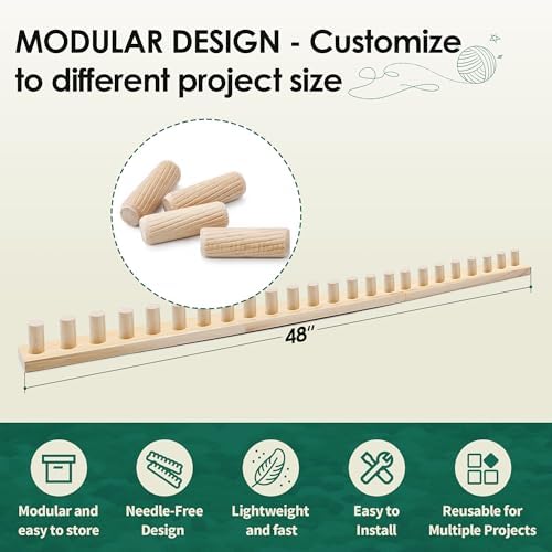 Zlshmoee 48'' Wooden Chunky Blanket Knitting Loom, Chunky Knitting Loom for Blanket Making, Large Adjustable Wood Loom Kit for Bulky Yarn Projects, Scarves, Throws and DIY Blankets - Image 2