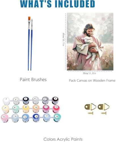 Jesus Paint by Numbers Kit for Adults Framed Canvas 12X16 in, Frameworkless - Image 3