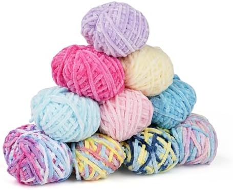 Wadukud 36 PCS Chenille Crochet Kit - First Crochet Set for Beginner Include 10 Variegated Super Soft Chenille Cotton Yarn for Crocheting, Crochet Hooks, Instruction, Bag, Crochet Supplies Gift - Image 6