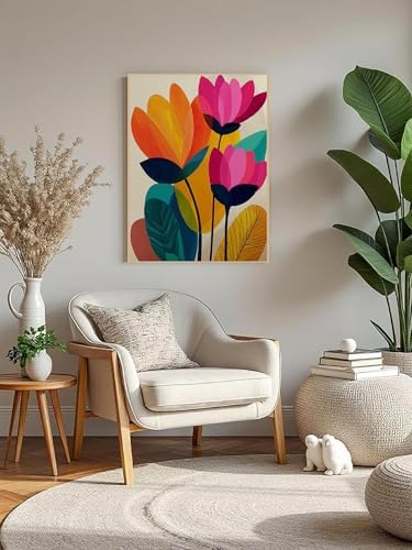 Mowana Paint by Numbers Kit for Adults Beginner – Boho Flowers Framed Paint by Numbers for Adults with Easel, Easy DIY Painting Kit Canvas Wall Art Decor 8x12inch - Image 6