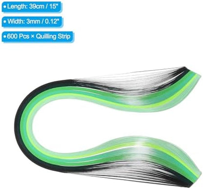 PATIKIL 600pcs Rainbow Quilling Strips Paper 1/8"(3mm) 15" Gradient Green - Image 2