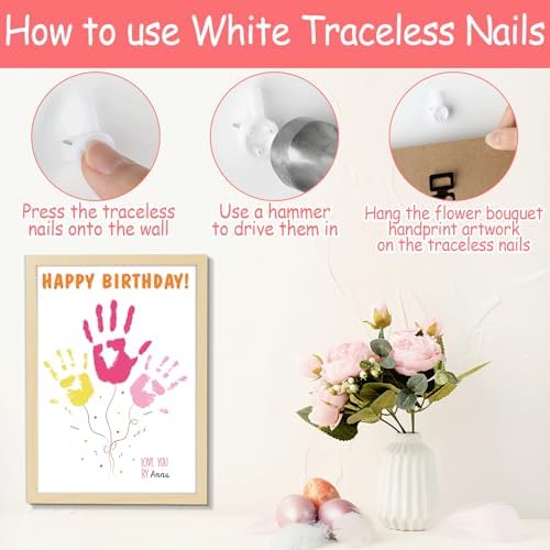 QOUBAI Birthday Handprint Balloon Art Craft DIY Kit Happy Birthday Gifts Children Adults Handprint Keepsake for Mom Father Friend Grandparent Birthdays Gift Christmas (12X16in, with Wood Frame) - Image 5