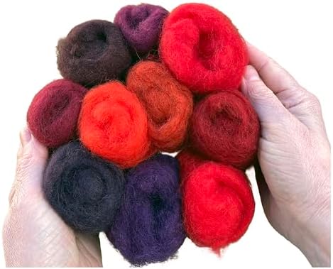 The Felt Box Roving Wool Red for Felting – 100g Carded Batts (3.5oz) Core & Craft Wool - Image 5