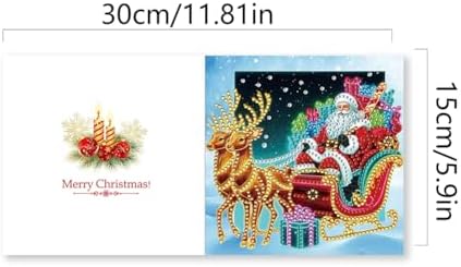 jinglinhh 6pcs Christmas Elk Santa Gifts Diamond Art Painting Greeting Cards with Envelopes, DIY Card Making Kits for Adults, Diamond Art Postcards Holiday Cards Craft Gifts - Image 2