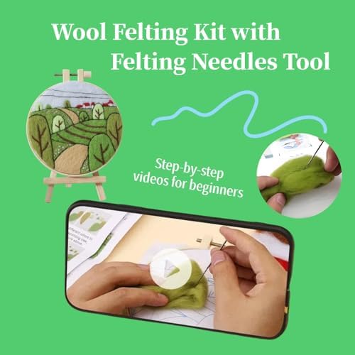 Hilsayum Wool Painting Kit Needle Felting Kit Wool Felt Painting Gifts for Adults,Needle Felt Supplies for Beginners,Home Decoration - Image 3