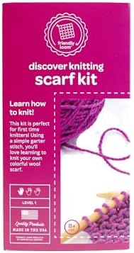 friendly loom Discover Knitting Scarf Kit Pink Violet Wool for Beginners - Image 7