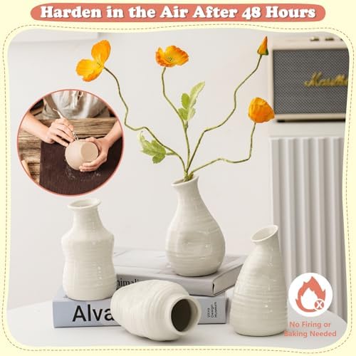 UHAPEER Air Dry Clay Kit for Adults, Pottery Set for Beginners with Clay, Sculpting Tools, Varnish, Pottery Paint, Step-by-Step Guide & Video, Gift for Arts Crafts Lover - Image 6