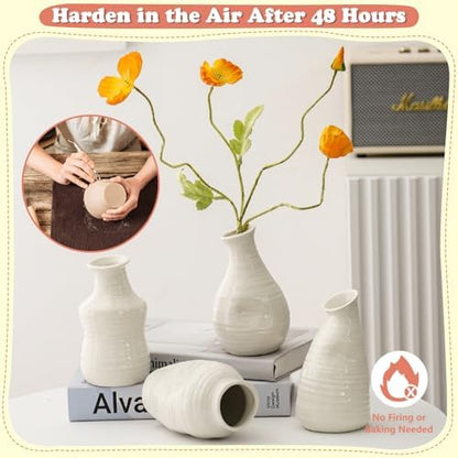 UHAPEER Air Dry Clay Kit for Adults, Pottery Set for Beginners with Clay, Sculpting Tools, Varnish, Pottery Paint, Step-by-Step Guide & Video, Gift for Arts Crafts Lover - Image 6