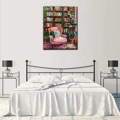 Bohemia Paint by Numbers Kits for Adult Beginners Book Paint by Numbers Pink Sofa Acrylic Paint by Numbers Kits on Canvas Paintwork Perfect for Gift Home Wall Decor DIY Framed 16x20 Inch - Image 3