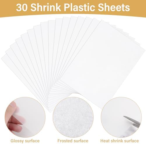 161 Pcs Shrink Paper Keychain Kit,30 Shrink Plastic Sheets for Kids - Image 3