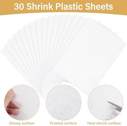 161 Pcs Shrink Paper Keychain Kit,30 Shrink Plastic Sheets for Kids - Image 3