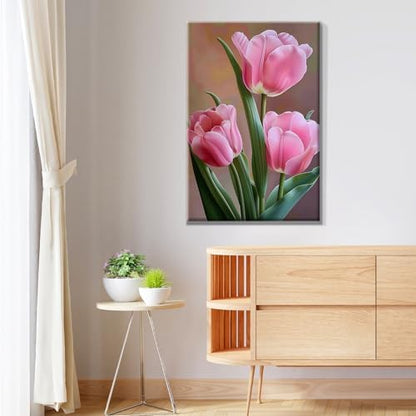 JOOZ Paint by Numbers Kit for Adults Flowers Paint by Numbers Kit with Frame DIY Tulip Paint by Number with Easel Floral Adult Paint by Number Kits Canvas for Gift Home Wall Decor 7.87x11.81 Inch - Image 7