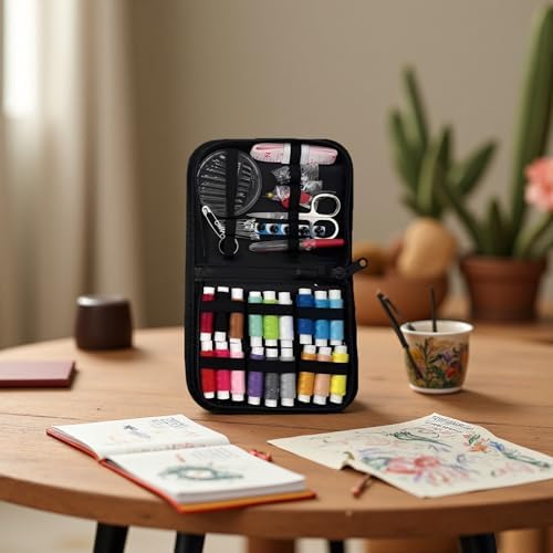 Stitches Embroidery Starter Kit Adult, Stitch Book and Sewing Kit with Safety Zipper, Portable Tools for DIY Embroidery, 8.3 x 11 x 0.6 in / 21 x 28 x 1.5 cm - Image 3
