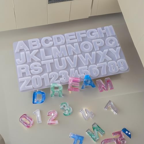 Silicone Letter Molds for Resin Casting - Alphabet Number Jewelry Making, Premium Flexible Reusable DIY Craft Molds for Beginners Teenager Adults, Epoxy Mold for Keychains Charms DIY Gifts (A-Z, 0-9) - Image 6