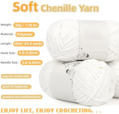 Aeelike Crochet Blanket Kit for Beginners, Easy Soft Crochet Kit, White - Image 3