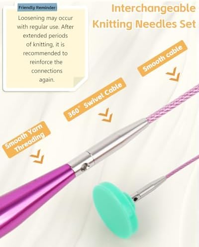 Aeelike Interchangeable Knitting Circular Needles 3-10.0mm, Purple Heart - Image 3