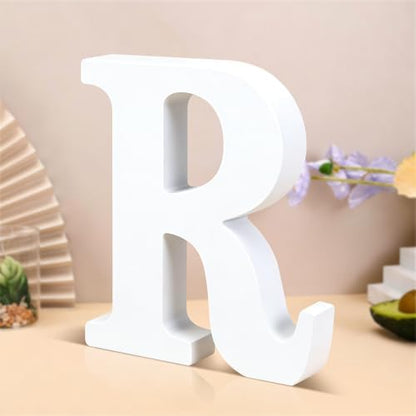 6 Inch White Wood Letters Unfinished Wooden Letters for Wall Decor Decorative Standing Letters Slices Sign Board Decoration for Craft Home Party Projects (R) by Unknown