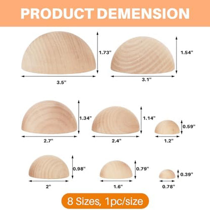 ZENFUN 8 Pcs 8 Sizes Half Round Pottery Tools Set, Wooden Ceramic Top Tool Clay Tools for Making Pottery Bowls and Plates, Wooden Split Balls Half-Round for DIY Crafts - Image 2