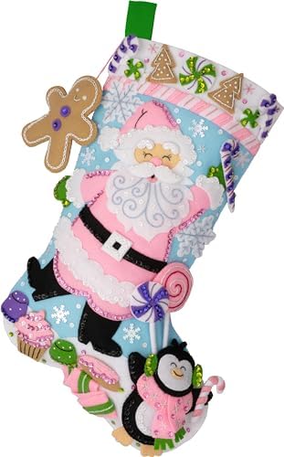 Bucilla Felt Applique 18" Stocking Making Kit, Lollipop Santa, Perfect for Holiday DIY Arts and Crafts, 89705E by Bucilla
